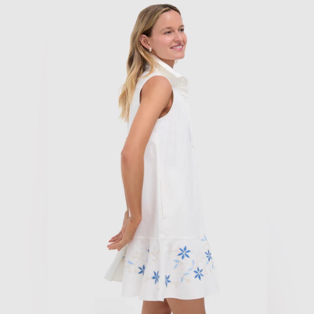 White Embroidery Sleeveless Callahan Dress